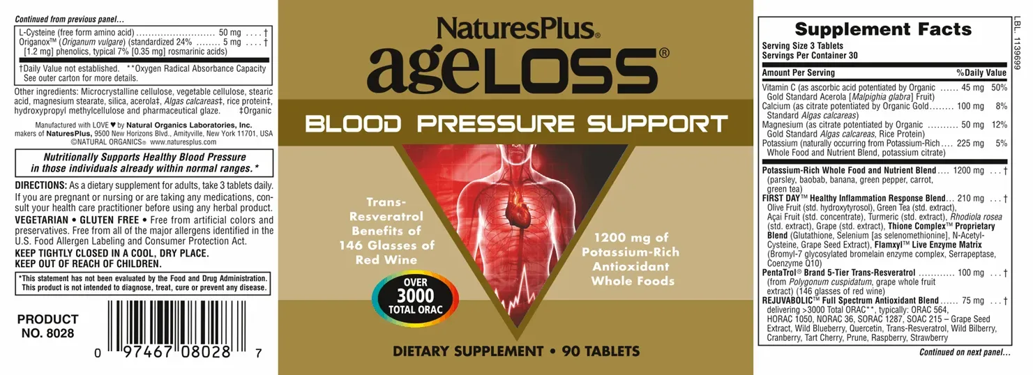 AgeLoss® Blood Pressure Support - 90 Tablets - Image 4