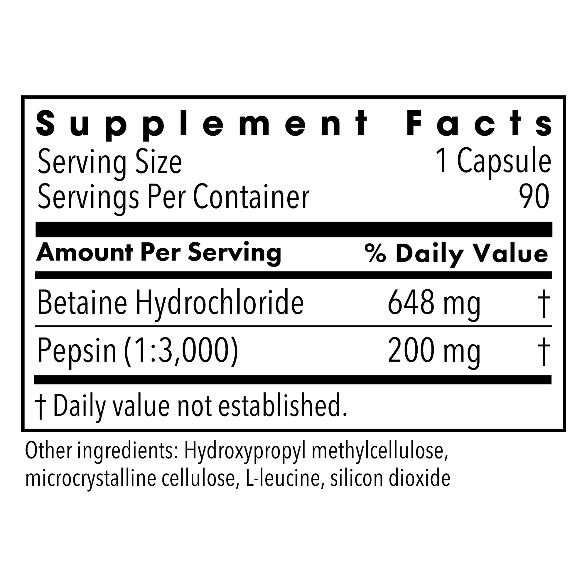 Betaine HCI w-Pepsin - 90 capsules - Image 2