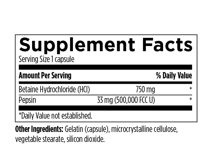 Betaine HCl - 120 capsules - Image 2