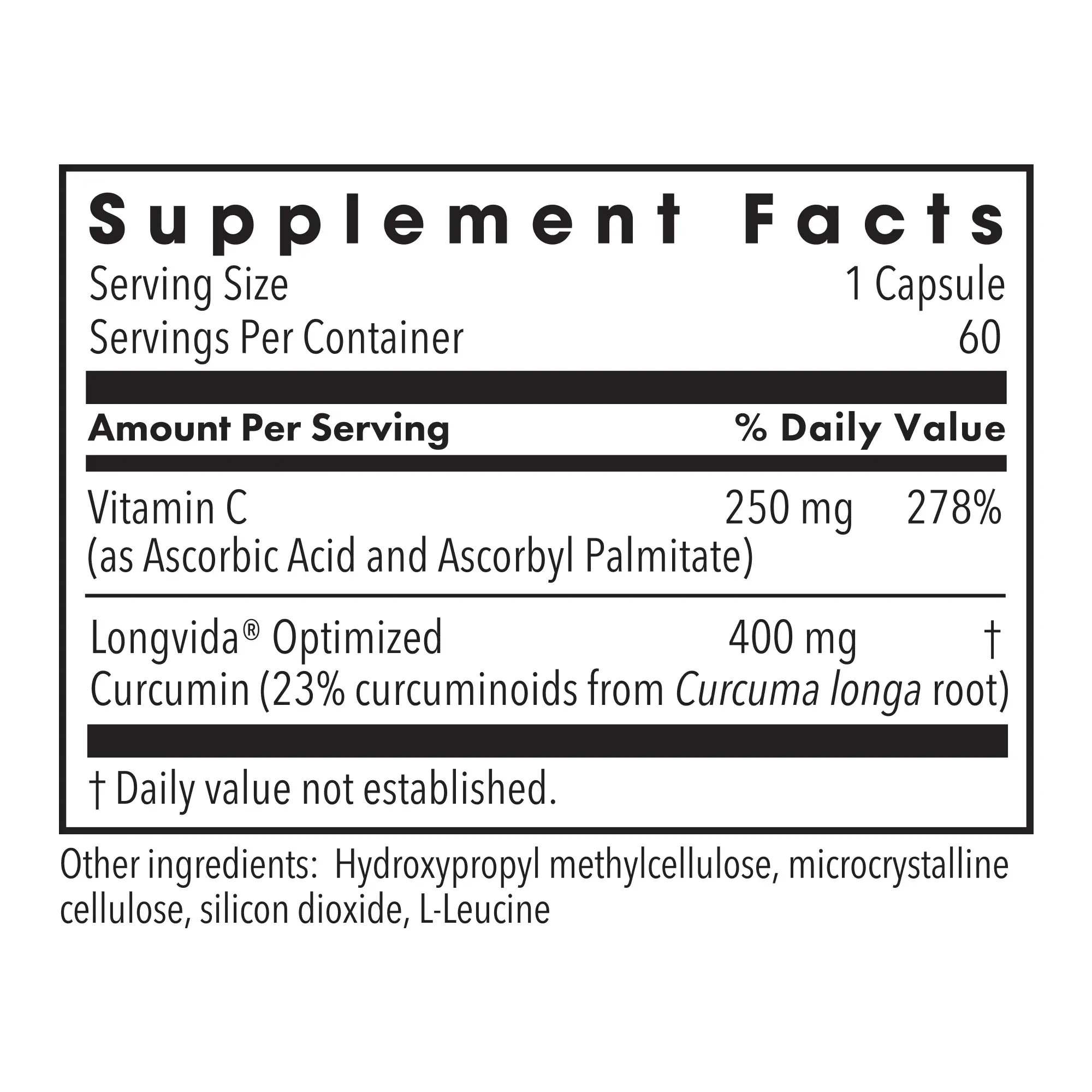 Curcumin + C Longvida - 60 capsules - Image 2