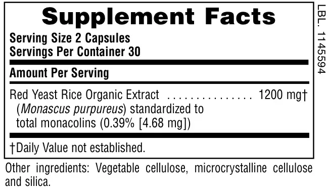 Red Yeast Rice 600 mg - 60 Capsules - Image 4