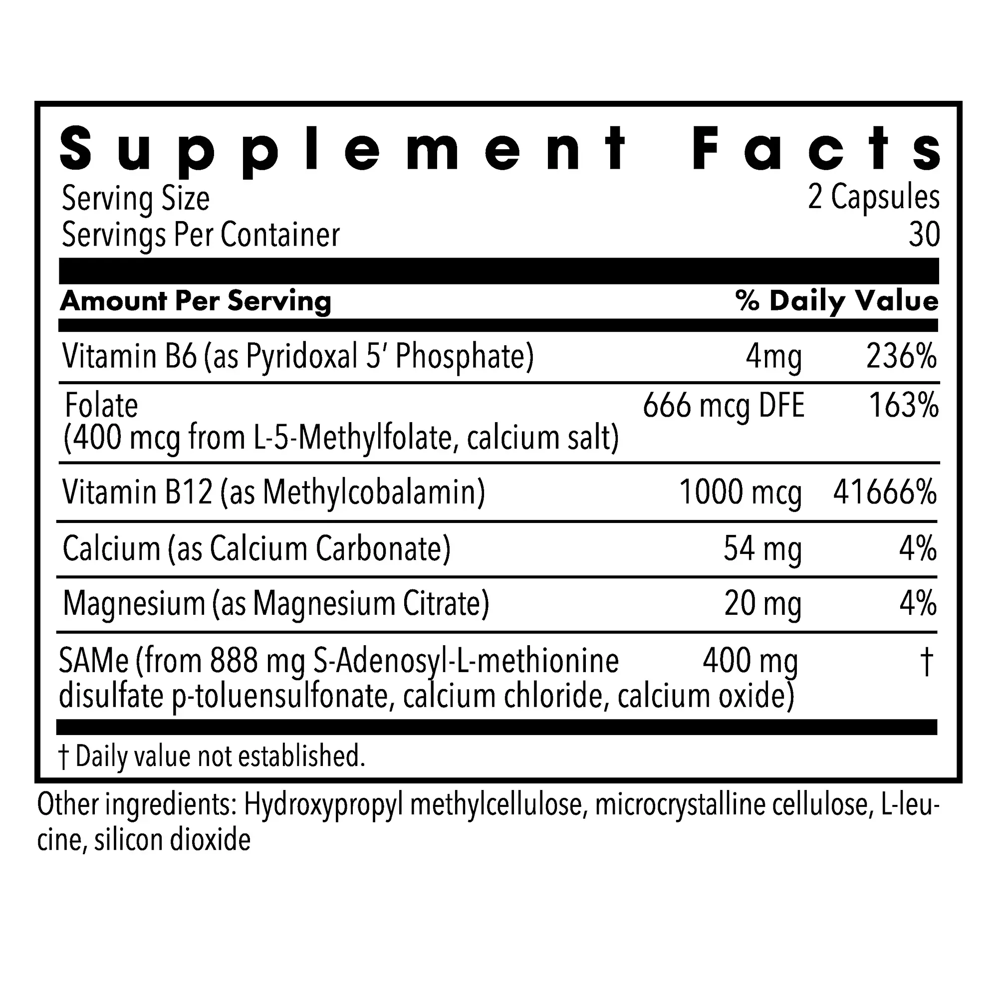 SAMe + Cofactors 200mg - 60 capsules - Image 2